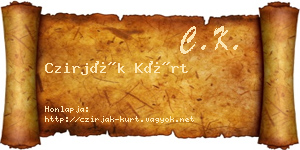 Czirják Kürt névjegykártya